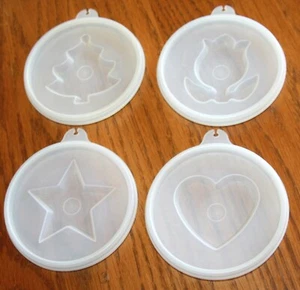 Tupperware jello gelatin mold lids set of 4 heart flower star christmas tree - Picture 1 of 2