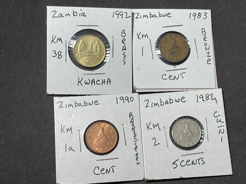 Zambia & Zimbabwe 4 Coins lot Cover