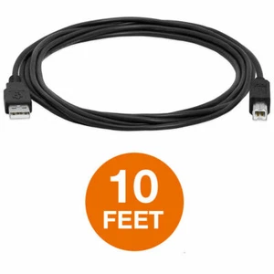 2 x 10FT USB 2.0 Printer Cable A Male to B Male SLIM Cable, Printer Cord Black - Picture 1 of 4