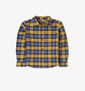 NEW Children’s Place Buffalo Plaid Flannel Button Down Shirt Boys 10-12 Blue - Picture 1 of 5