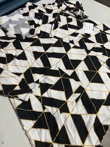 Lularoe L Caroline Cardigan Sweater Large Geometric Black White Gold #102 - Picture 1 of 6