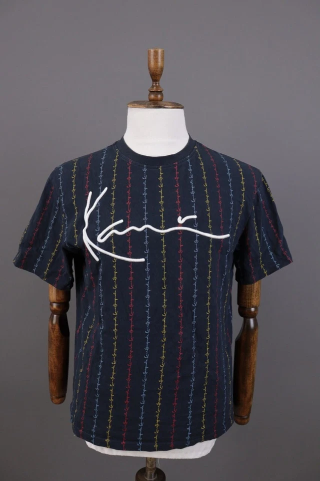 Camiseta Karl Kani Azul Bordada Diseñador Verano Logo Grande Manga Corta Talla S Foto 1 de 4