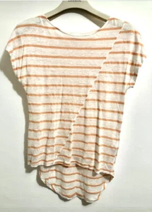 East Leinen Baumwolle gestreiftes T-Shirt Größe XS passt UK 10 - Bild 1 von 3