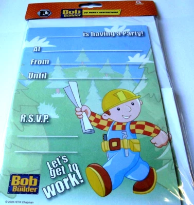 Birthday/Party Invitations With Envelopes....20 Kids Bob The Builder Invitation - Image 1 of 3