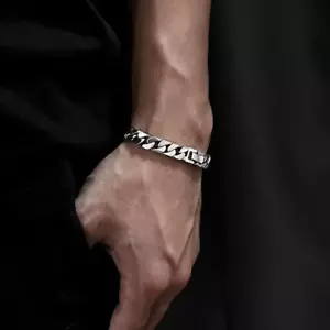 Solid 925 Silver Cuban Chain Bracelet for Men - Sleek and Stylish - Picture 1 of 4