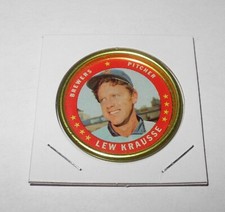 1971 Topps Baseball Coin Pin #20 Lew Krausse Milwaukee Brewers Near Mint