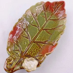 Fall Leaf Ceramic Dish Tray Trinket Soap or Sponge Holder 7 x  3.25 Inches - Picture 1 of 6