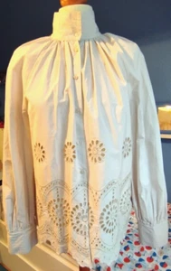 NEU ! H&M Bluse HardangerLochstickerei cremweiß Raglanärmel Baumwolle XS 34 36 S - Bild 1 von 10