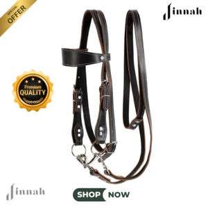 jinnah Leather Adjustable Horse Bridle, with Bits and Detachable Leather Reins - Picture 1 of 5
