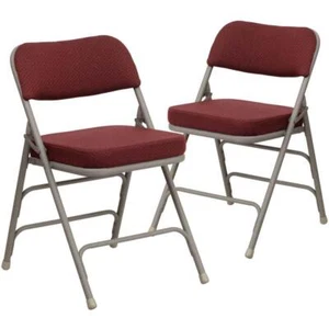 Flash Furniture Folding Chair 29" x 18.5" Metal Frame in Burgundy/Gray (2-Pack) - Picture 1 of 5