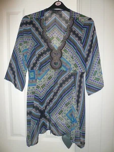 Per Una kaftan size 16 (18) purple, green beach cover up M&S beaded fab con - Picture 1 of 3