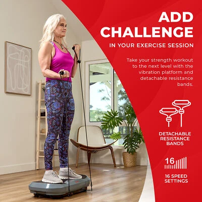 Sunny Health Fitness 3D Vibration Plate Exercise Platform w/ Bands SF-VP822057 - Image 1 of 4
