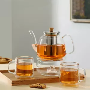 Glass Teapot with Infuser(37.5Oz),Clear Glass Tea Kettle with Removable Stain... - Picture 1 of 1