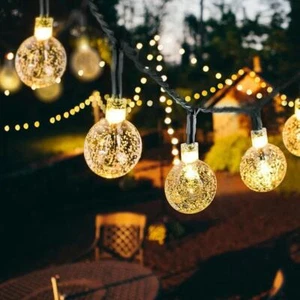 Solar LED Crystal Ball String Light 10m Waterproof Fairy Lights Christmas Weddin - Picture 1 of 28