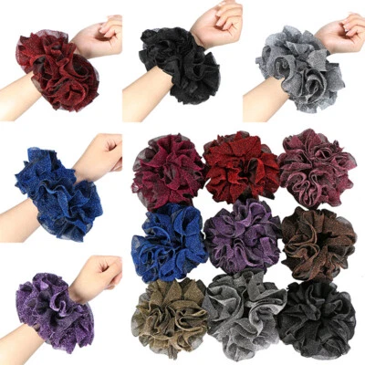 Volumising Scrunchie Gold Velvet Big Hair Tie Bun Clip Hijab Scarf Volumizer↔ - Image 1 of 4