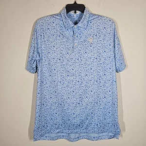 Peter Millar Golf Polo Mens Large Blue AOP Music Gray Wolf 1885 Performance - Picture 1 of 15