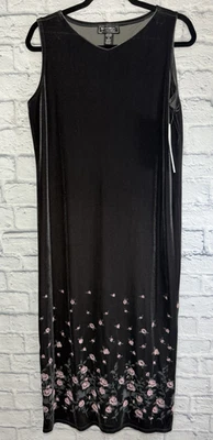 Vestido de veludo Impressions feminino M cinza floral bruxa arte para usar vintage Y2K novo com etiquetas - Imagem 1 de 4