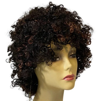 100% Human Hair Katrina Kinky Curly Wig Black Copper Frost Women Avg Size NWT - Image 1 of 4