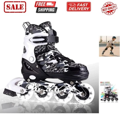 Patins em linha ajustáveis masculinos com rodas iluminadoras, patins iluminadores divertidos f... - Imagem 1 de 4