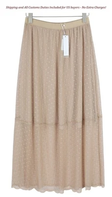 Женская юбка RINASCIMENTO L бежевая в горошек тюлевая эластичная талия с подкладкой I - Изображение 1 из 4