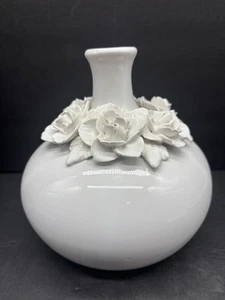 Pols Potten Vaso Rosa 3D in Porcellana Bianca Vaso 6” H x 5,5” D - Foto 1 di 7