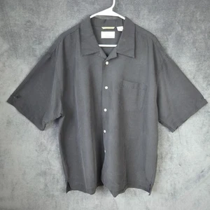 Cubavera Shirt Men L Black Short Sleeve Button Up Cuban Camp Casual - Picture 1 of 9