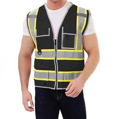 High Visibility 9 pockets Reflective Safety Vest,Hi Vis 5X-Large Black - Image 1 of 4