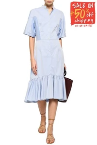 RRP €935 TOME Shirt Dress US2 UK6 IT38 XS Gathered Fluted Hem Made in USA - Picture 1 of 5
