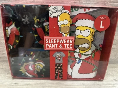 NEW Homer Simpsons / 2-Piece Christmas Sleepwear Set Pant & Tee Pajamas / Large - Image 1 of 4