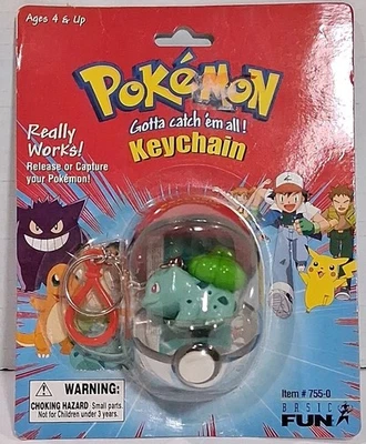 Vintage Sealed 2000 Pokemon Bulbasaur Figure Poke Ball Basic Fun Keychain - Image 1 of 4