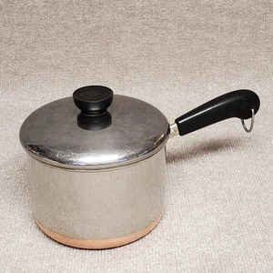 1801 Revere Ware 2 Quart Kupferboden Pfanne Topf mit Deckel Rom, NY USA Vintage - Bild 1 von 9