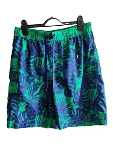 George Herren Medium Badeshorts blau grün Allover Print Board Cargo gefüttert  - Bild 1 von 10