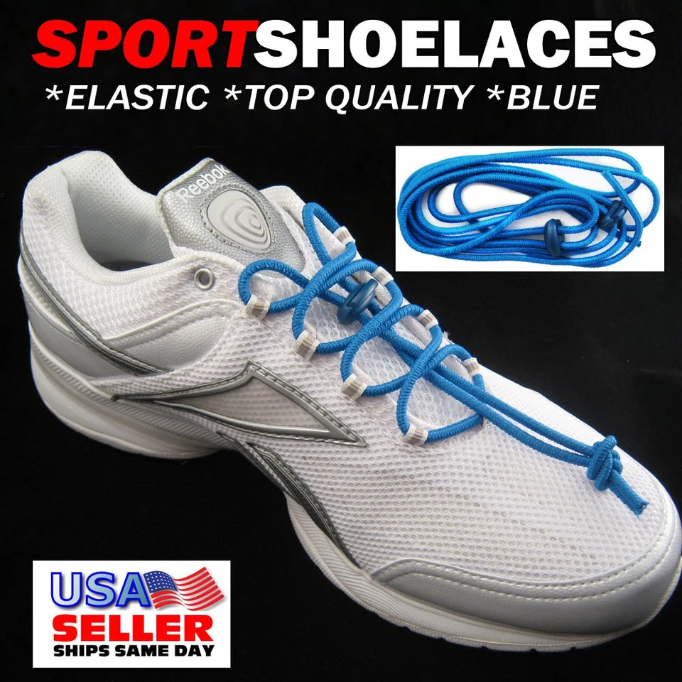 Elastic Shoe Laces Tie Fast Triathlon Marathon Running Run Shoelaces Relief Blue - Immagine 1 di 1