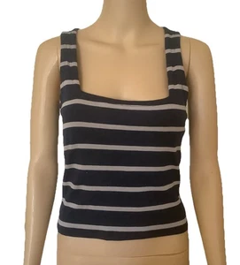 Chaser Crop Tank Top Womens Size S Square Neck Striped Sleeveless NWT - Picture 1 of 10