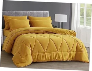 Jasper Mustard Yellow Bed in a Bag Oversized Queen Mustard, Triangle Geometric - Picture 1 of 8