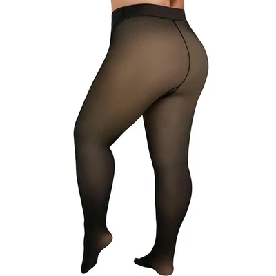 Женские флисовые колготки Delcast большого размера с подкладкой — искусственные полупрозрачные прозрачные теплые... - Изображение 1 из 4
