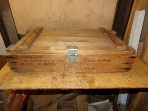 Cartucho de cañón vacío militar de la guerra de Vietnam 1969 81 mm caja de munición caja de madera - Imagen 1 de 8