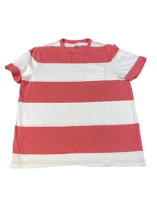 J Crew Mens Knit Goods Striped Orange White Short Sleeve Pocket T-Shirt Large - Picture 1 of 10