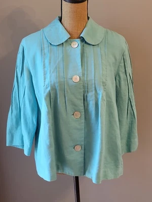 Chaqueta forrada de lino azul Orvis talla 12 Foto 1 de 4