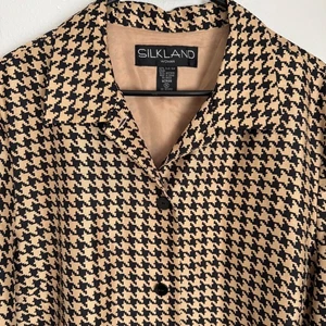 Giacca blazer donna Silkland beige con pied de poule, taglia 16, carriera, lavoro - Foto 1 di 7