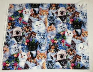 Kätzchen & Blumen Baumwollstoff Fat Quarter 18 x 22" David Textiles Katzen FQ - Bild 1 von 5