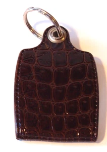Vintage Key Chain, Brown Leather Double-Sided w/ Photo Insert, Made in England - Picture 1 of 5