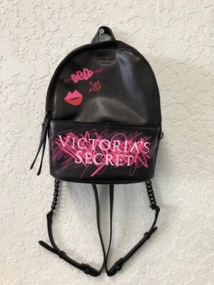 Victoria's Secret Scribble Print Small City Mini Black Backpack  NWT - Image 1 of 4