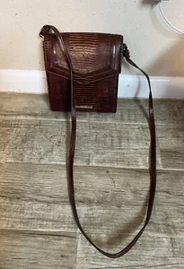 BRAHMIN KIMMIE Brown Melbourne Cognac Elysian Lizard Italian Leather Purse - Picture 1 of 7
