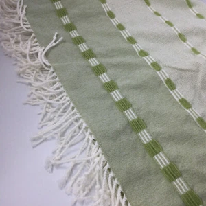 Tommy Bahama Rectangular Tablecloth White Green Stripes Fringes - Picture 1 of 5