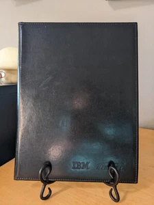 IBM Merisel Portfolio Blocco Note Cartella Business Vintage Nero Ecopelle - Foto 1 di 10