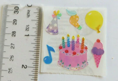 Sandylion OPAL BIRTHDAY PARTY - 1 Square of Vintage Opal Birthday Stickers - Image 1 of 2