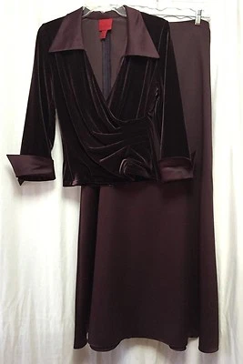 JS Collections Formal Dress Women's 8 Purple Plum Two Pieces Mother of Bride - Image 1 of 4