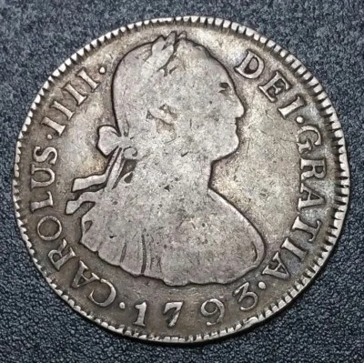 Busto Carlos IV de Plata Fresado 1793 NG Guatemala 2 Reales Nueva Guatemala Mint Foto 1 de 4