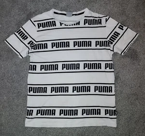 White Short Sleeve Shirt Meduim w/ Black Puma Letters - Picture 1 of 8